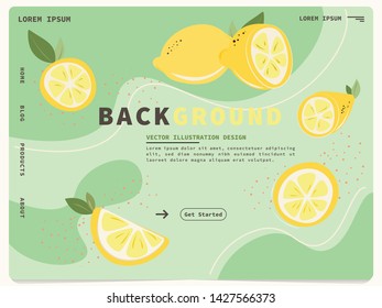 cute lemon create a background for landing page.vector illustration