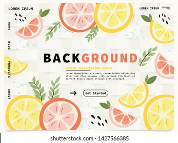 cute lemon create a background for landing page.vector illustration