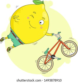 Cute lemon does some BMX trick