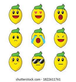 cute lemon emoticon. funny fruit emoji and character