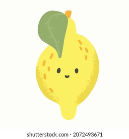 Limón lindo con una cara al estilo de las caricaturas. Idea para una postal