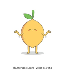 Cute lemon fruit cartoon character nonchalant attitude doodle