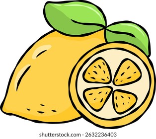 Cute lemon fruit Cartoon Vector Icon Illustration
