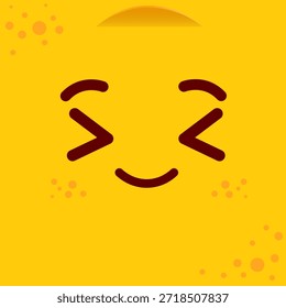 Cute Lemon Fruit Character Face Square Background Illustration