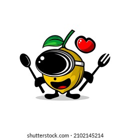 cute lemon fruit character illustration vector