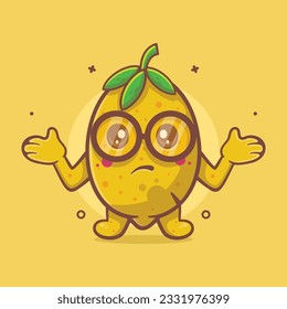 cute lemon fruit character mascot with confused gesture isolated cartoon in flat style design