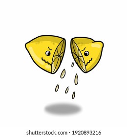 Cute lemon fruit character vector template design illustration