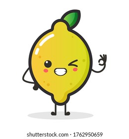 Cute lemon fruit illustration vector design.