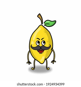 Cute lemon fruit man character vector template design illustration