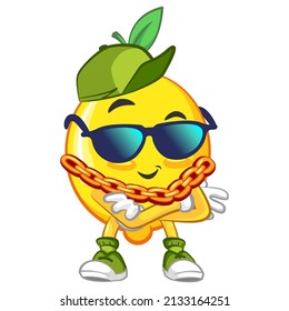 cute lemon fruit mascot character illustration logo icon vector hip hop style