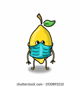 Cuadros de fruta de limón usando máscara caracter plantilla de diseño vectorial