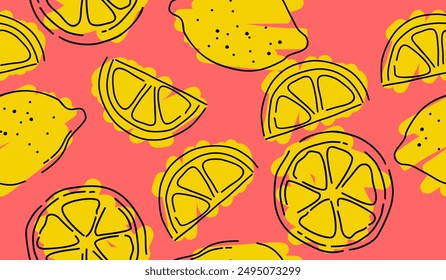 Cute lemon fruits pattern background vector design
