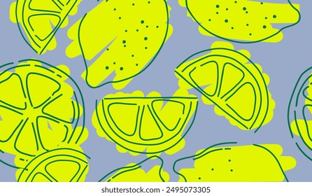 Cute lemon fruits pattern background vector design