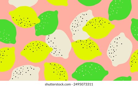 Lindo diseño de Vector de fondo de patrón de frutas de limón