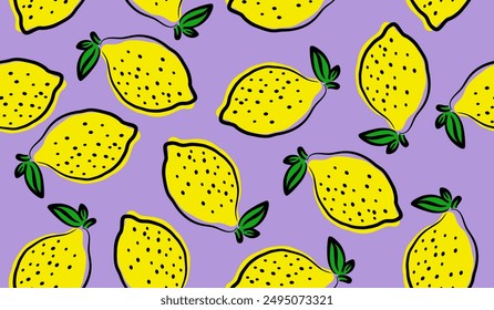 Lindo diseño de Vector de fondo de patrón de frutas de limón
