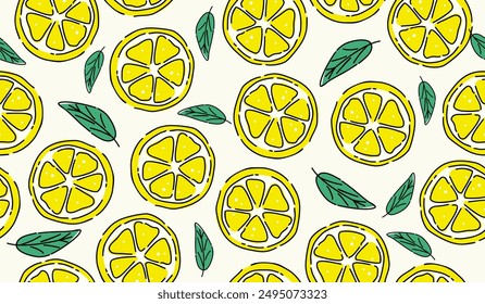 Cute lemon fruits pattern background vector design