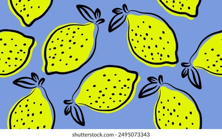 Lindo diseño de Vector de fondo de patrón de frutas de limón