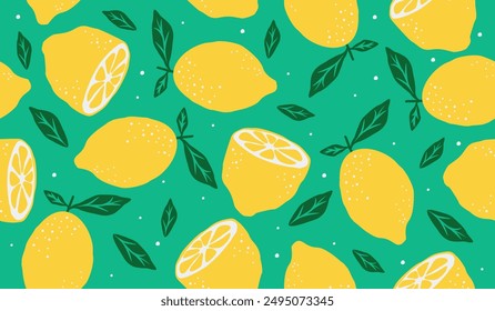 Cute lemon fruits pattern background vector design