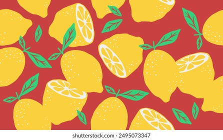 Lindo diseño de Vector de fondo de patrón de frutas de limón