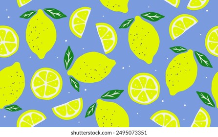 Cute lemon fruits pattern background vector design