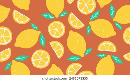 Cute lemon fruits pattern background vector design