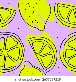Cute lemon fruits pattern background vector design