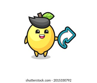 cute lemon hold social media share symbol , cute style design for t shirt, sticker, logo element