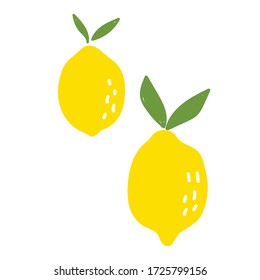 cute lemon illustration vector green yellow