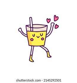 Cute lemon juice mascot showing love, illustration for t-shirt, sticker, or apparel merchandise. With doodle, retro, and cartoon style.