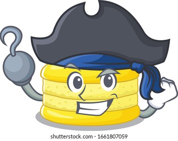 Cute lemon macaron mascot design with a hat