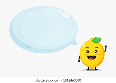 Cute lemon mascot with bubble speech
