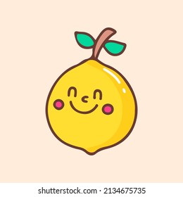 Cute lemon mascot character, illustration for t-shirt, street wear, sticker, or apparel merchandise. With retro, and cartoon style.