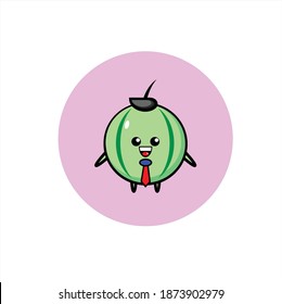 Cute lemon mascot illustration design with tie