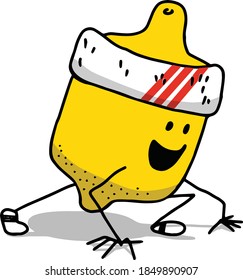 cute lemon on a low start is preparing to run
