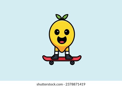 süße Zitrone auf Skateboard, Vektorgrafik-Logo