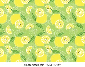 Cute   lemon seamless pattern. Ripe lime and lime lobules on white background. Vector hand drawn colorful pattern illustration, summer fruit vector.