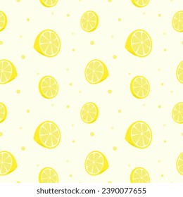Cute lemon slices seamless pattern for background of wrapping paper or textile