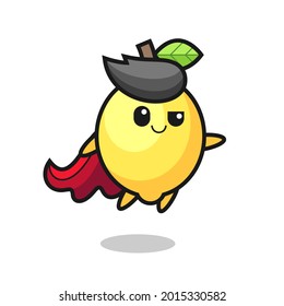 cute lemon superhero character is flying , cute style design for t shirt, sticker, logo element