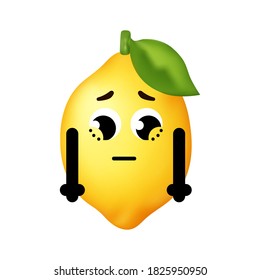 Cute lemon vector cartoon illustration. Lemon silent character