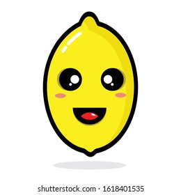 Cute lemon vector. Character Emoji Illustrations. Mascot Style. Isolated On White Background