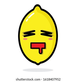 Cute Lemon Vector. Character Emoji Illustrations. Mascot Style. Isolated On White Background