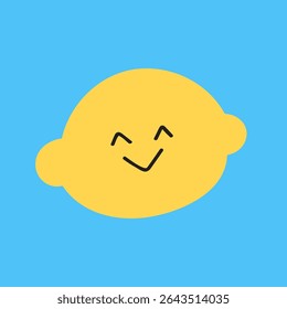 Cute lemon. Vector design on blue background.