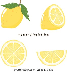 Cute Lemon Vector Illustration | Fresh Lemon Vector Pack | Lemon Illustrations for Summer Projects