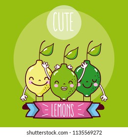 Cute lemons fruits