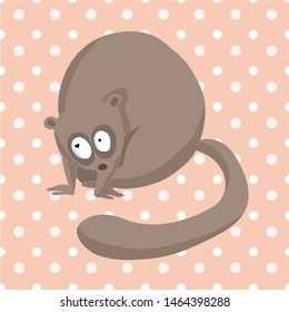 Cute lemur, cartoon character and background seamless pattern, vector drawing for design
