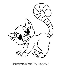Cute lemur Cartoon Zeichen Vektorgrafik. Für Kinder Farbbuch.