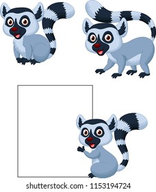 Cute Lemur Cartoon Collection Set Stock Vector (Royalty Free ...