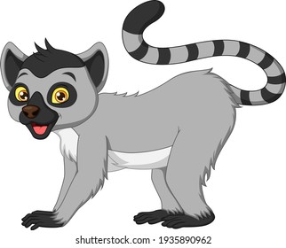 Cute lemur cartoon on white background