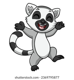 Cute lemur cartoon on white background
