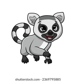 Cute lemur cartoon on white background
